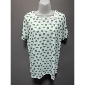 Grayson Threads Women's Lucky Charm Print All Over Green Shamrock Shirt L New